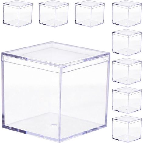 9 Mini-Quadrat-Bonbonboxen, multifunktionale Aufbewahrungsboxen, Bonbonhalter-4.50X4.50X4.50CM-Transparent (1/3)