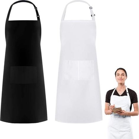Confezione da 2 grembiuli da cucina impermeabili e antipolvere con ampie tasche, grembiuli da chef regolabili per cucinare e dipingere (1/5)
