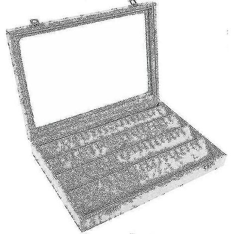 Organisateur de boucles d'oreilles, étui à boucles d'oreilles en velours avec couvercle transparent, boîte de rangement pour 32 paires de boucles d'oreilles. Présentoir à bijoux (1/5)