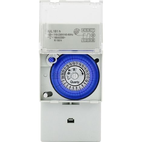 SUL181H Minuterie mécanique 220V 16A Quartz Motor Drive DIN Rail Mount 24hr 8 Réglages (1/5)