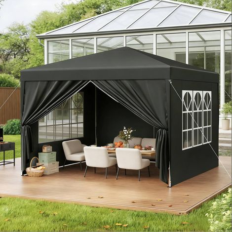 Gazebo da giardino pieghevole 3x3 regolabile OKMYHOME (1/5)