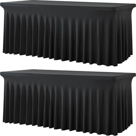 2er Pack Spandex Tischdecke Schwarz für 183cm Rechtecktisch, Waschbar