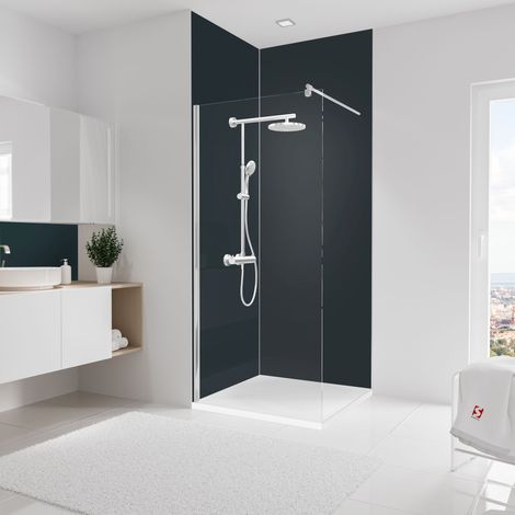 Schulte – Panneau mural de douche anthracite – Lot de 2 panneaux 90 x 255 cm – Épaisseur 3 mm – Surface hydrofuge et imperméable