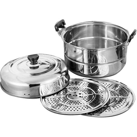 Marmite à vapeur en acier inoxydable épais, multicouche, multifonctionnelle, grande capacité, compatible avec les plaques à induction et les cuisinières à gaz. (1/5)