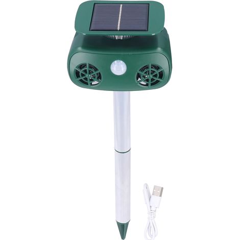 Répulsif solaire pour animaux 3,7 V, lampe clignotante à 360° 2200 mAh, répulsif solaire ultrasonique pour animaux