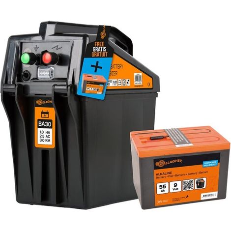 Elettrificatore a Batteria GALLAGHER BA30 9V/0,25 J per Recinzioni Fino a 4 Km Con Batteria Inclusa In Omaggio (1/2)