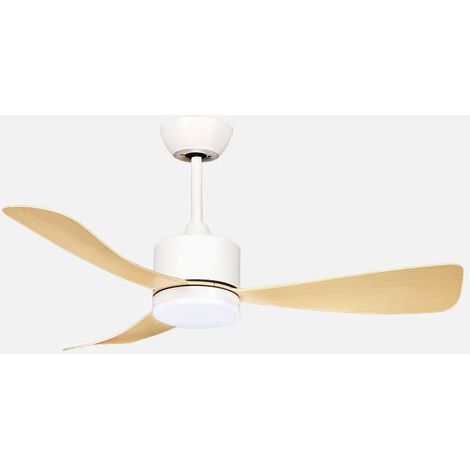 Yeste Gleichstromventilator 18 W, Weiß/Buche, 3 Flügel, 6 Geschwindigkeiten, 106d, optionales Licht, 2250 lm, 3000 4500 6500 Kk, (1/2)