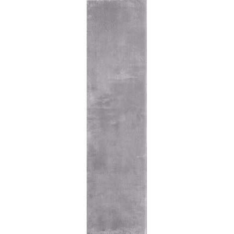 Tapis Moderne Moelleux à Poils Courts, antidérapant, Lavable Jusqu’à 30°C, Super Doux, Aspect Fourrure, pour Salon et Chambre, décoratif, Gris, 80 x 300 cm (1/4)