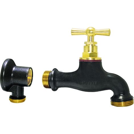 Robinet extérieur en laiton avec peinture époxy – Entrée mâle 15x21 – Nez mâle 20x27 – Applique entrée mâle 15x21 (1/2)