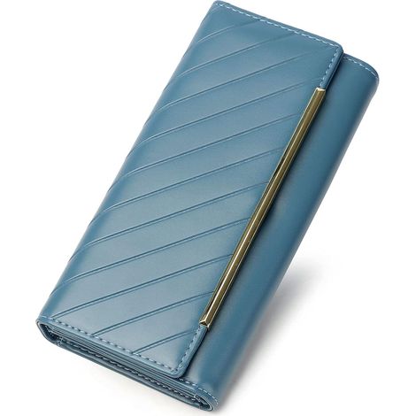 Portefeuille long en cuir pour femme (noir)