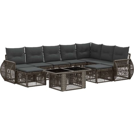 Set Divano da Giardino 10 pz Grigio e Grigio Scuro polyrattan vidaXL (1/5)