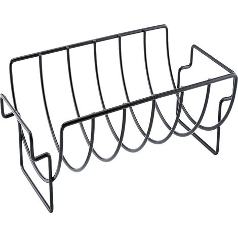 Rack À Côtes - Acier Revêtu Antiadhésif - Pour Grill Gaz Ou Charbon De Bois - Convient Pour Poulet Et Viandes Grillées - Capacité 5 Côtes - Noir (1/5)