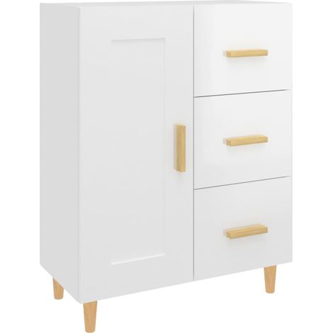 Credenza buffet cassettiera mobile contenitore organizer cucina soggiorno lucido 69,5 x 34 x 90 cm derivati del legno bianco 020030744