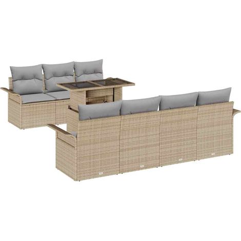 Maison Exclusive - Gartensofa-set mit Kissen 8 pcs Beige Poly-Rat