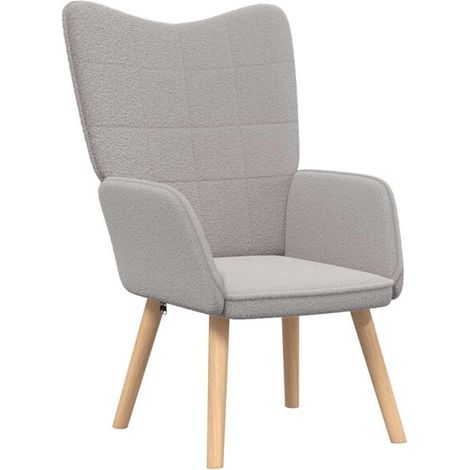 Fauteuil, gris clair, dimensions : 62 x 67 x 95,5 cm, tissu en laine d'agneau. (1/5)