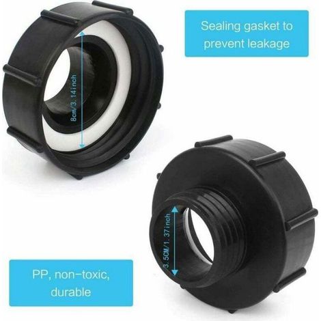 Adaptateur IBC pour réservoir d'eau - - S100x8 à S60x6 - Ruban PTFE inclus - Pour cuve 1000L - Compatible IBC (1/4)