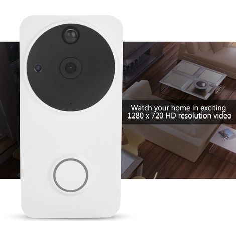 Sonnette vidéo interphone WiFi sans fil à faible consommation d'énergie pour alarme domestique (blanche) (1/5)