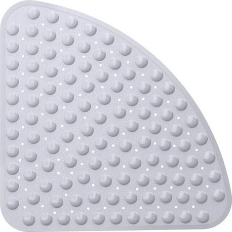 Rutschfeste Eckduschmatte – Quadranten-Duschmatte 53,3 x 53,3 cm, rutschfeste Duschmatte mit Saugnapf und Abflussloch, maschinenwaschbar, grau (1/5)