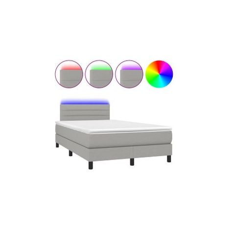 Sommier à lattes de lit matelas LED Gris clair 120x200 Tissu (1/5)