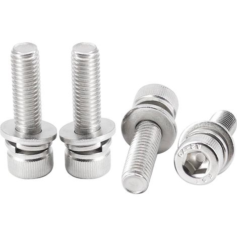 Assortimento di 20 viti a testa cilindrica con esagono incassato M8 x 25 mm con rondelle elastiche (1/5)