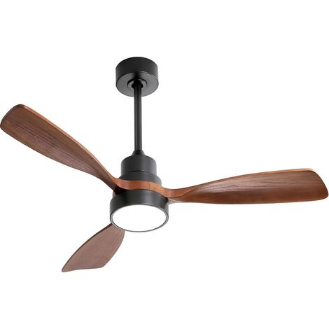Ventilateur de plafond 122 cm avec pales en bois massif, moteur DC réversible silencieux, télécommande multifonction et 6 vitesses pour un confort toute l’année
