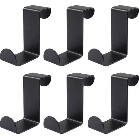 Crochets de porte, crochets de capuchon de porte, pour portes standard, tiroirs, placards, 6 pièces, noir