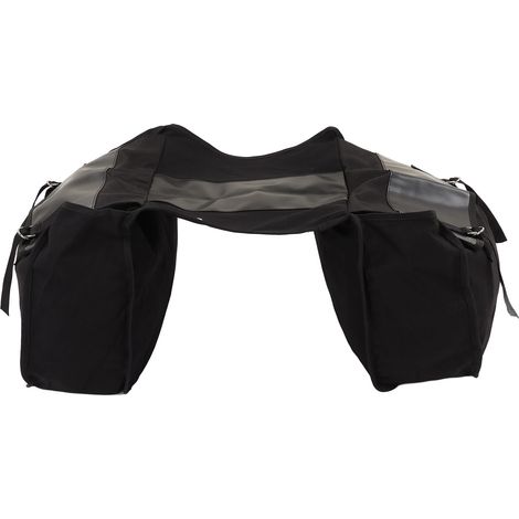 Sacoche arrière vélo en toile noire, double compartiments, 2 sacs cyclisme pour voyage extérieur pique-nique, porte-bagage (1/5)