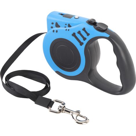 Attache chien extensible avec éclairage LED 5m / 16,4ft sangle robuste enrouleur automatique pour balade extérieure animaux