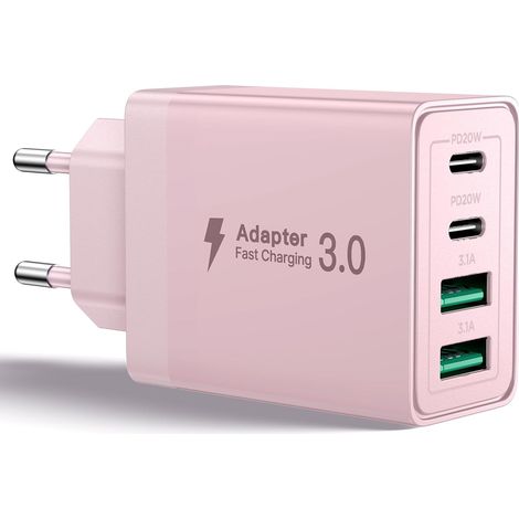 Chargeur USB C, 40W 4 Port Prise USBC Chargeur Rapide iPhone, 3.1A PD+QC Type C Adaptateur Multi Secteur Chargeur pour iPhone16 15 14 13 12 11 Pro Max X XS XR 8 7 6S Plus Mini SE,iPad,Samsung (1/5)