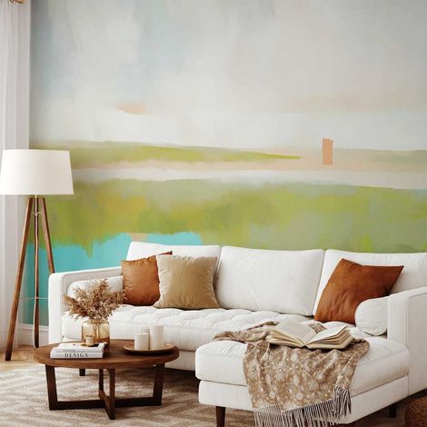 Papier peint Horizon absolu vert olive & turquoise papier peint (1/5)