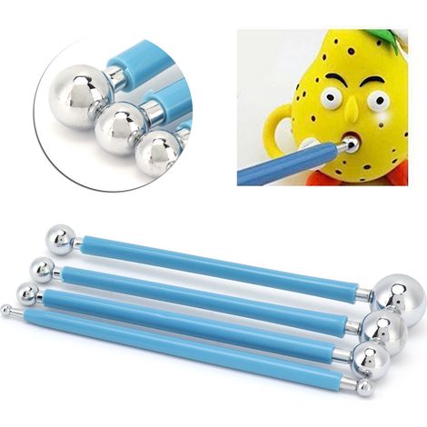 Akozon Ensemble d'outils à Billes en Acier Inoxydable 4 Pièces à 8 Têtes pour la Cuisson - Kit de Décoration et de Sculpture de Gâteaux Fondants. (1/5)