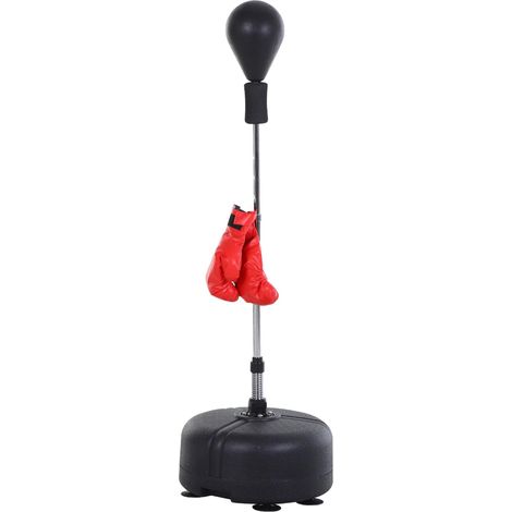 Punching-ball sur pied réglable 136 à 154 cm avec gants, base stable à ventouses, entraînement complet pour débutant et pro, noir pour boxe à domicile - CHICFURN (1/5)