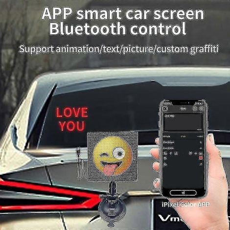 Écran LED couleur sur lunette arrière de voiture, contrôlé par application mobile, panneau publicitaire mobile pour voiture (,) (1/5)