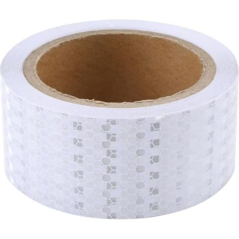 Ruban Réfléchissante Autocollante, 9 m x 5 cm Bande d'Avertissement Sécurité Auto-adhésif Fluorescente, Visible la Nuit, (Blanc) (1/4)