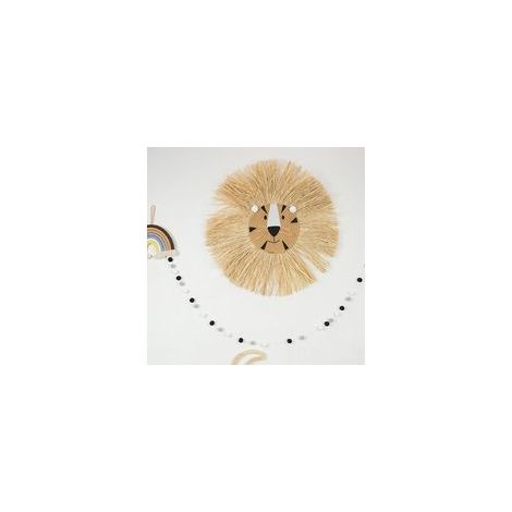 Bezaubernde, handgeflochtene Strohwanddekoration mit Löwen- und Tigermotiv fürs Babyzimmer - 1-Crezuo