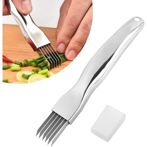 Pezzi di ricambio per coltello Shred Silk, affettatrice per scalogno in acciaio inossidabile, nuovo affettatrice per cipolle 2024, coltello per cipolle verdi tritate in acciaio inossidabile, taglierin (1/5)
