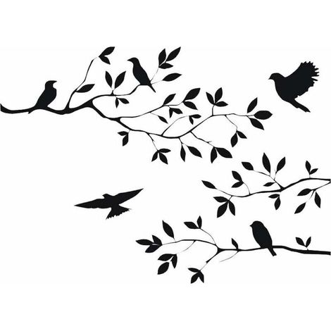 Stickers muraux amovibles en vinyle Motif branches d'arbre Noir 60 x 35 cm