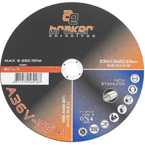 TYROLIT disco cortar inoxidable braker 230-1,9-23 a36v-bf41 plano