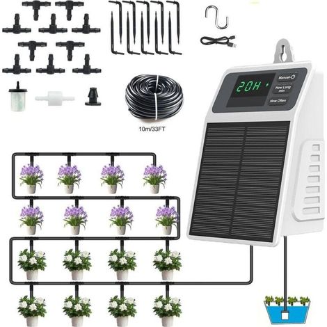 Système d'irrigation solaire,dispositif d'arrosage automatique des plantes,arroseur de jardin,convient à une utilisation intérieure et extérieure,IPX5