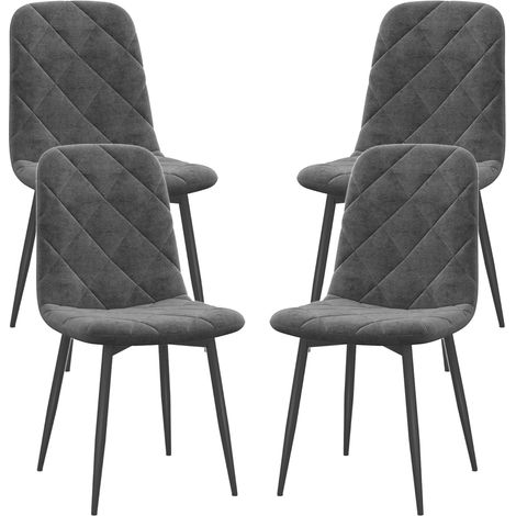 Lot de 4 chaises de salle à manger dossier ergonomique, pieds métalliques stables, pour table à manger et cuisine, gris (1/5)