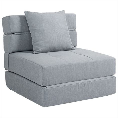 Canapé convertible Chauffeuse convertible en tissu gris clair (1/5)