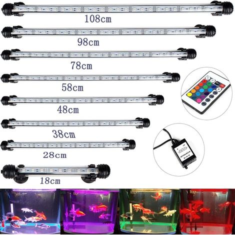 Lampe Led Aquarium - Tube Sous-Marin Étanche IP68 - 28 cm - 15 LED SMD 5050 - RGB avec Télécommande - 3,8 W (1/5)