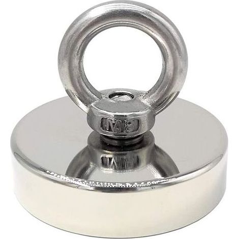 aimant néodyme 130 kg force diamètre 60 mm, aimants avec anneaux de levage puissant pour l'industrie et la science, pêche magnétique (1/5)