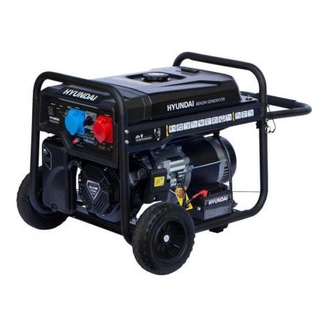 Hyundai – Groupe électrogène triphasé 10,6 kVA – Monophasé 7,7 kVA – Moteur à essence refroidi par air – Démarrage électrique – Protection contre surcharges (1/5)
