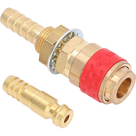 8-mm-Schlauchadapter aus Messing, Schnellkupplungsset für MIG/WIG-Schweißpistolen (rot) (1/5)