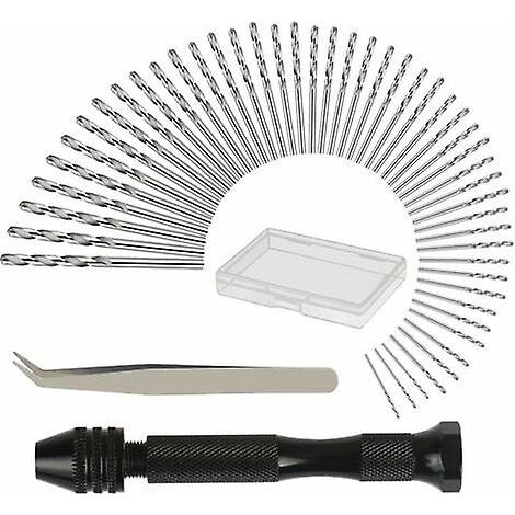 Perceuse manuelle avec 48 mini forets hélicoïdaux (0,6-3 mm) - Outils de perçage manuels pour le bricolage (1/4)