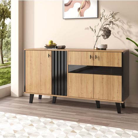 Aparador salón con almacenaje y cristal natural OKMYHOME (1/5)