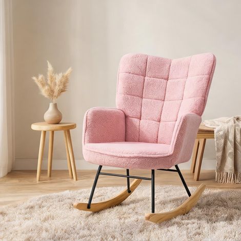 Fauteuil rose en imitation cachemire 71 x 98 x 101 cm (1/5)