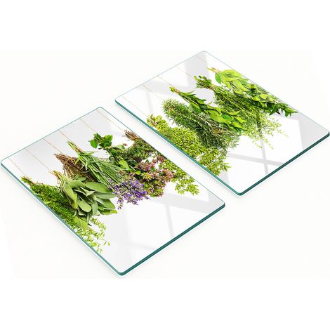 Taglieri da cucina decorativi in vetro con erbe aromatiche su cordino, 2x40x52 cm (1/5)