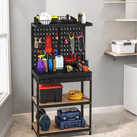 Boîte à outils coloris noir en mDF métal 80 x 40,5 x 155 cm (1/5)